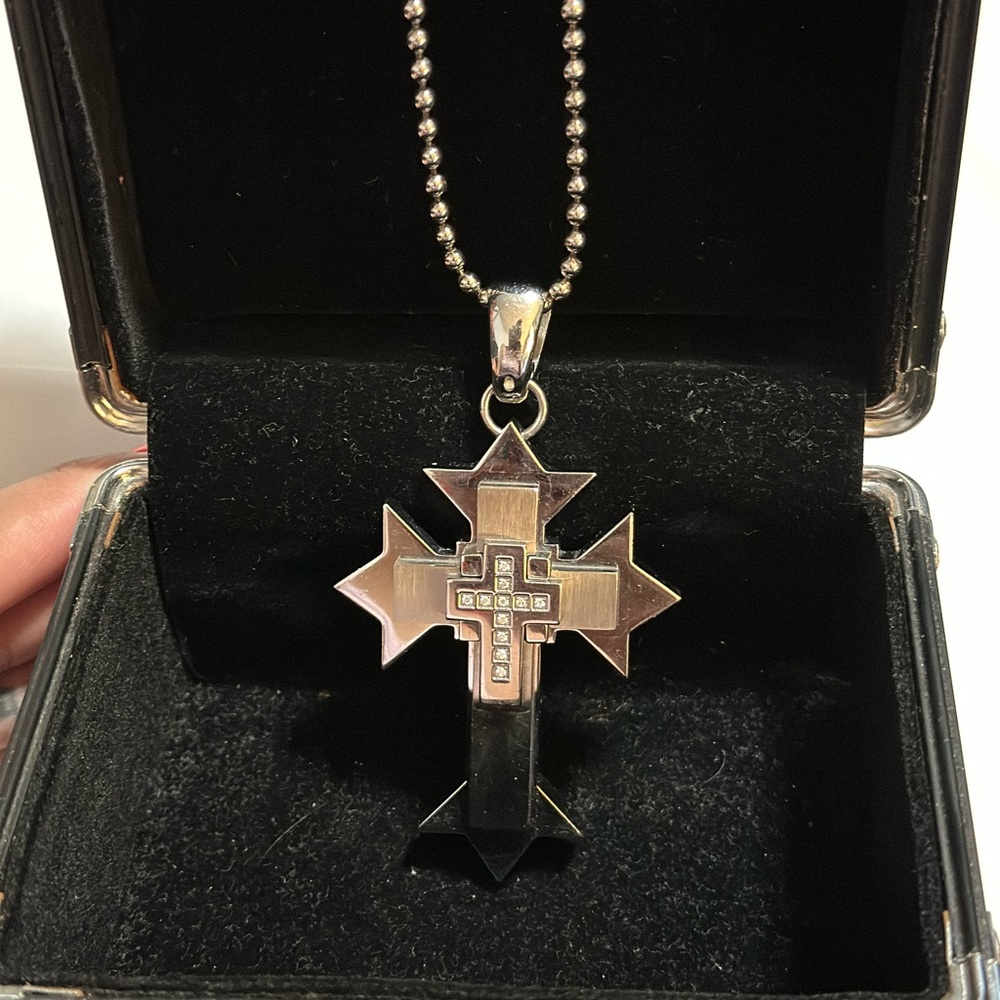 Stainless Steel Diamond Cross By Russel Simmons